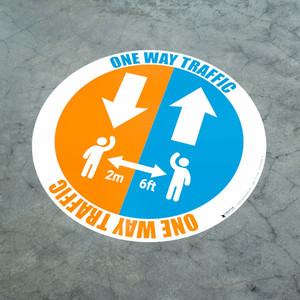 One Way Traffic - Arrows with Icon - Floor Sign