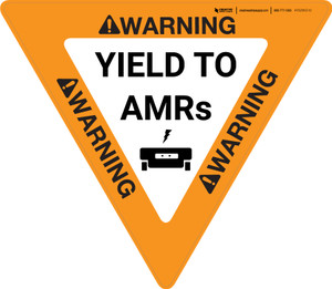 Warning: Yield to AMRs with Icon Inverse Yield - Floor Sign Warning: Yield to AMRs with Icon Inverse Yield - Floor Sign