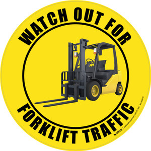 Watch Out For Forklift Traffic - Yellow background - Floor Sign