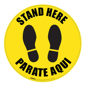 Stand Here - Bilingual Spanish - Floor Sign