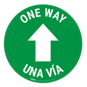 One Way - Arrow - Green - Bilingual Spanish - Floor Sign