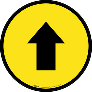 Up Arrow Yellow Circular - Floor Sign