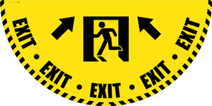 Exit Man Icon with Arrow - Yellow Full Swing Door Sign Exit Man Icon with Arrow - Yellow Full Swing Door Sign