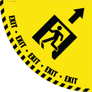 Exit Man Icon with Arrow - Yellow Half Swing Door Sign Exit Man Icon with Arrow - Yellow Half Swing Door Sign