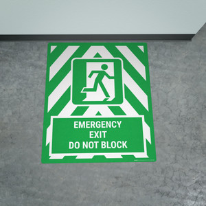 Emergency Exit Do Not Block Portrait - Large Floor Sign Emergency Exit Do Not Block Portrait - Large Floor Sign