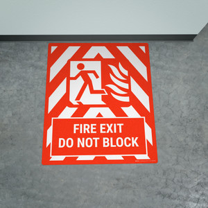 Fire Exit Do Not Block Portrait - Large Floor Sign Fire Exit Do Not Block Portrait - Large Floor Sign