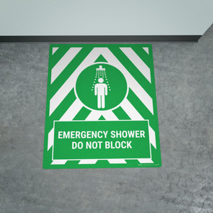 Emergency Shower Do Not Block Portrait - Large Floor Sign Emergency Shower Do Not Block Portrait - Large Floor Sign