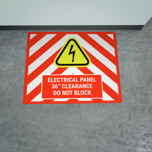 Electrical Panel 36" Clearance Do Not Block Red/White Hazard Landscape - Large Floor Sign Electrical Panel 36" Clearance Do Not Block Red/White Hazard Landscape - Large Floor Sign