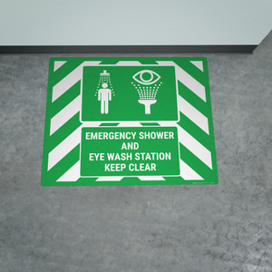 Emergency Shower and Eye Wash Station Keep Clear Landscape - Large Floor Sign Emergency Shower and Eye Wash Station Keep Clear Landscape - Large Floor Sign