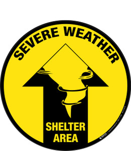 Severe Weather Shelter Area (Arrow) - Floor Sign