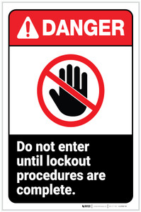 Danger: Do Not Enter Until Lockout Procedures are Complete ANSI with Icon Portrait - Label Danger: Do Not Enter Until Lockout Procedures are Complete ANSI with Icon Portrait - Label