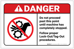 Danger: Do Not Proceed Past This Point - Follow Proper Lockout-Tagout ANSI Landscape - Label Danger: Do Not Proceed Past This Point - Follow Proper Lockout-Tagout ANSI Landscape - Label