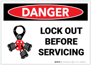 Danger: Lock out before Servicing with Graphic - Label Danger: Lock out before Servicing with Graphic - Label