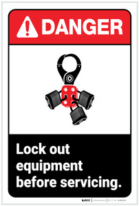 Danger: Lock Out Equipment ANSI - Label Danger: Lock Out Equipment ANSI - Label