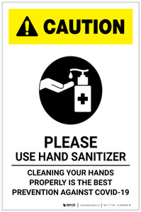 Caution: Cleaning Your Hands Properly Portrait - Label Caution: Cleaning Your Hands Properly Portrait - Label