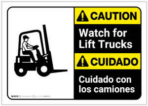 Caution: Lift Trucks ANSI Bilingual (Spanish) - Label Caution: Lift Trucks ANSI Bilingual (Spanish) - Label