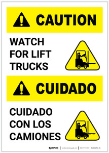 Caution: Lift Trucks Bilingual (Spanish) Portrait - Label Caution: Lift Trucks Bilingual (Spanish) Portrait - Label