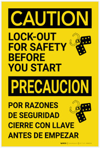 Caution: Lockout For Safety Before You Start Bilingual Spanish - Label Caution: Lockout For Safety Before You Start Bilingual Spanish - Label