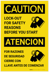 Caution: Lockout For Safety Reasons Before Starting Bilingual Spanish - Label Caution: Lockout For Safety Reasons Before Starting Bilingual Spanish - Label