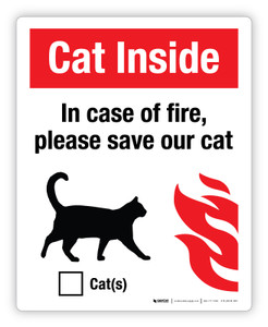 Cat Inside - In Case of Fire, Please Save Our Cat (Indicate # of Pets) - Label Cat Inside - In Case of Fire, Please Save Our Cat (Indicate # of Pets) - Label