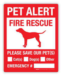 Pet Alert Fire Rescue - Please Save Our Pet(s) (Dog) - Label Pet Alert Fire Rescue - Please Save Our Pet(s) (Dog) - Label
