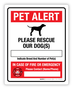Pet Alert - Please Rescue Our Dog(s) - Label Pet Alert - Please Rescue Our Dog(s) - Label
