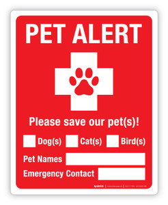 Pet Alert - Please Rescue Our Pet(s) - Label Pet Alert - Please Rescue Our Pet(s) - Label