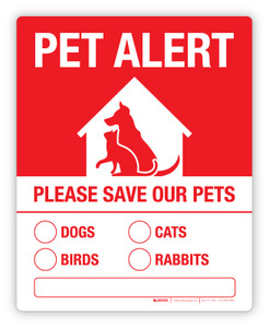 Pet Alert - Please Rescue Our Pet(s) (# of Dogs/Cats/Birds/Rabbits) - Label Pet Alert - Please Rescue Our Pet(s) (# of Dogs/Cats/Birds/Rabbits) - Label
