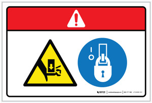 Danger: Hand Crush Hazard Lockout Tagout (Wordless ISO/ANSI) - Label Danger: Hand Crush Hazard Lockout Tagout (Wordless ISO/ANSI) - Label