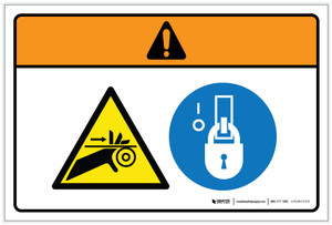Warning: Entanglement Do Not Touch Lockout Tagout (Wordless ISO/ANSI) - Label Warning: Entanglement Do Not Touch Lockout Tagout (Wordless ISO/ANSI) - Label