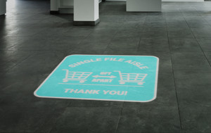 Single File Aisle with Shopping Carts Blue - SignCast™ S200 Virtual Sign Single File Aisle with Shopping Carts Blue - SignCast™ S200 Virtual Sign