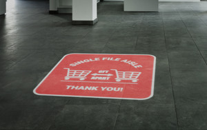 Single File Aisle with Shopping Carts Red - SignCast™ S200 Virtual Sign Single File Aisle with Shopping Carts Red - SignCast™ S200 Virtual Sign