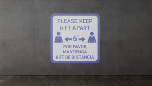 Please Keep 6 Ft Apart Blue Bilingual - SignCast™ S200 Virtual Sign Please Keep 6 Ft Apart Blue Bilingual - SignCast™ S200 Virtual Sign