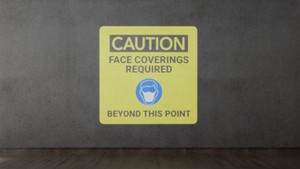 Caution: Face Coverings Required Beyond This Point with Icon - SignCast™ S200 Virtual Sign Caution: Face Coverings Required Beyond This Point with Icon - SignCast™ S200 Virtual Sign