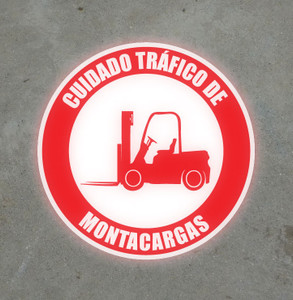 SignCast™ S300 Virtual Sign - Watch Out for Forklift Traffic (Spanish)