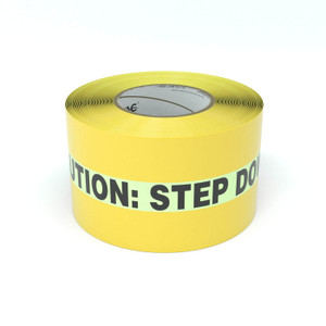 SafetyTac® Glowstripe: Caution: Step Down - Inline Printed Floor Marking Tape
