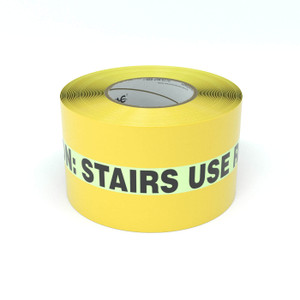 SafetyTac® Glowstripe: Caution: Stairs - Use Railing - Inline Printed Floor Marking Tape SafetyTac® Glowstripe: Caution: Stairs - Use Railing - Inline Printed Floor Marking Tape