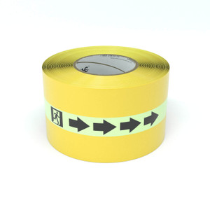 SafetyTac® Glowstripe: Egress Symbol With Arrow - Inline Printed Floor Marking Tape SafetyTac® Glowstripe: Egress Symbol With Arrow - Inline Printed Floor Marking Tape