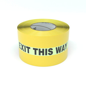 SafetyTac® Glowstripe: Exit This Way - Inline Printed Floor Marking Tape SafetyTac® Glowstripe: Exit This Way - Inline Printed Floor Marking Tape