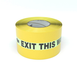 SafetyTac® Glowstripe: Exit This Way With Arrows - Inline Printed Floor Marking Tape SafetyTac® Glowstripe: Exit This Way With Arrows - Inline Printed Floor Marking Tape
