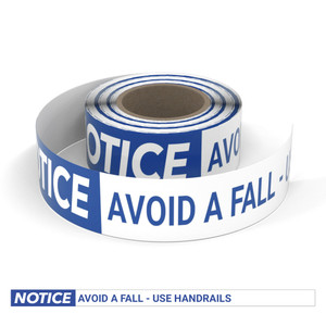 Notice: Avoid A Fall - Use Handrails - Smart Stripe Inline Printed Floor Tape