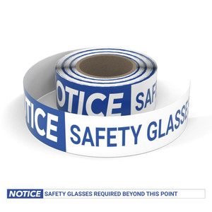 Notice: Safety Glasses Required Beyond This Point - Smart Stripe Inline Printed Floor Tape Notice: Safety Glasses Required Beyond This Point - Smart Stripe Inline Printed Floor Tape