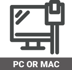 Connects to PC or Mac