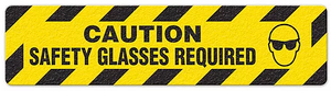 Caution Safety Glasses Required (6"x24") Anti-Slip Floor Tape - 5 Pack