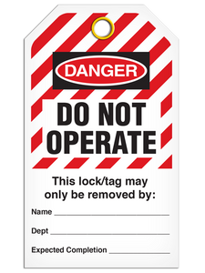 Lockout Do Not Operate Striped Tags Lockout Do Not Operate Striped Tags